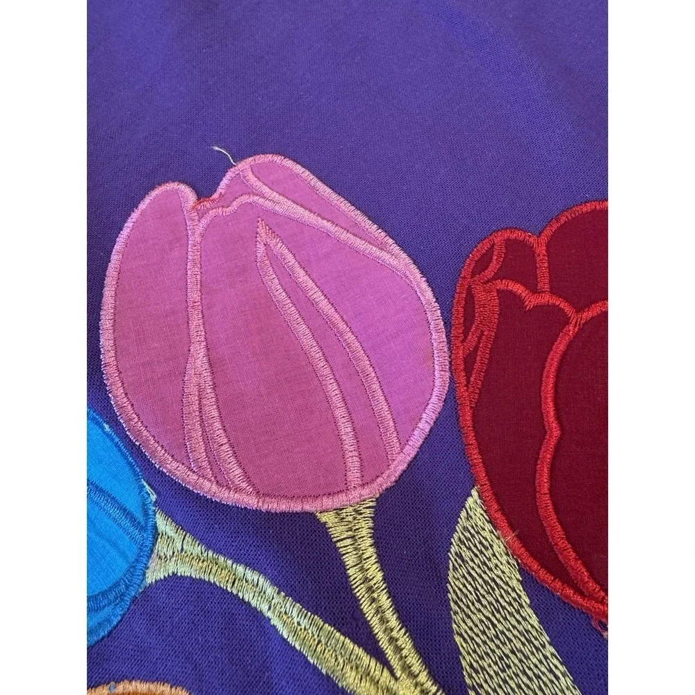 Handmade Indian Tulip Applique Cotton Bedspread 84x83 w 2 Pillowcases Boho